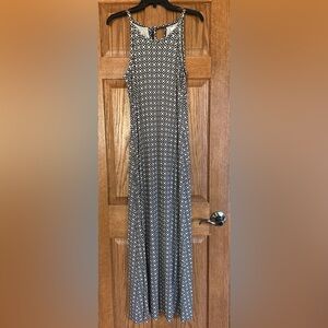 Women’s Maxi Dress, Black and Cream Asymmetrical Pattern Size Medium. Old Navy